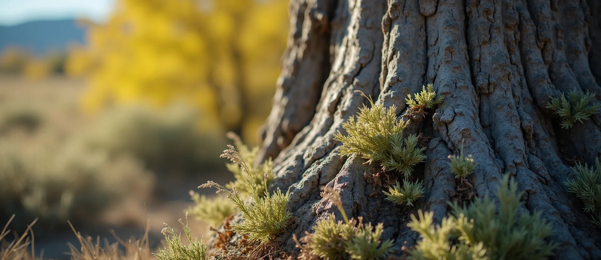 Symbolizing Growth/Resilience: A local Desert Peach sturdy weathered tree trunk. - AI Generated