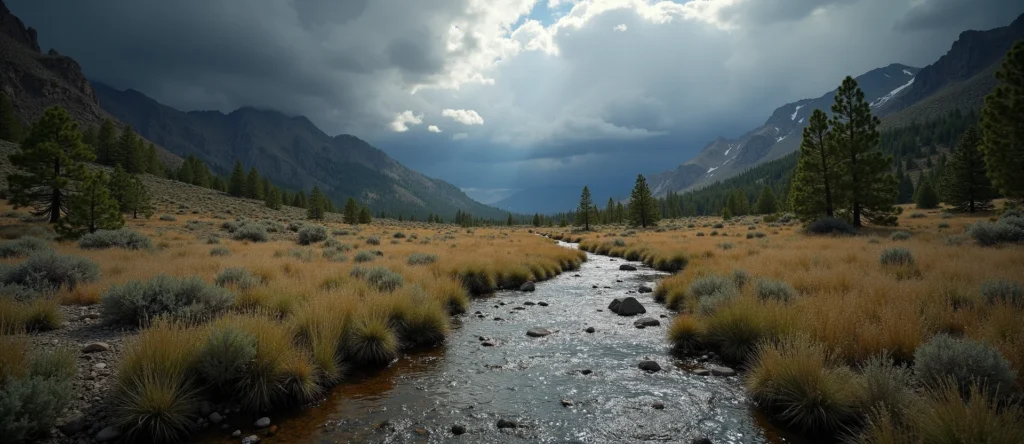 Symbolizing Flow/Cleansing: A local Desert Peach babbling mountain creek. - AI Generated
