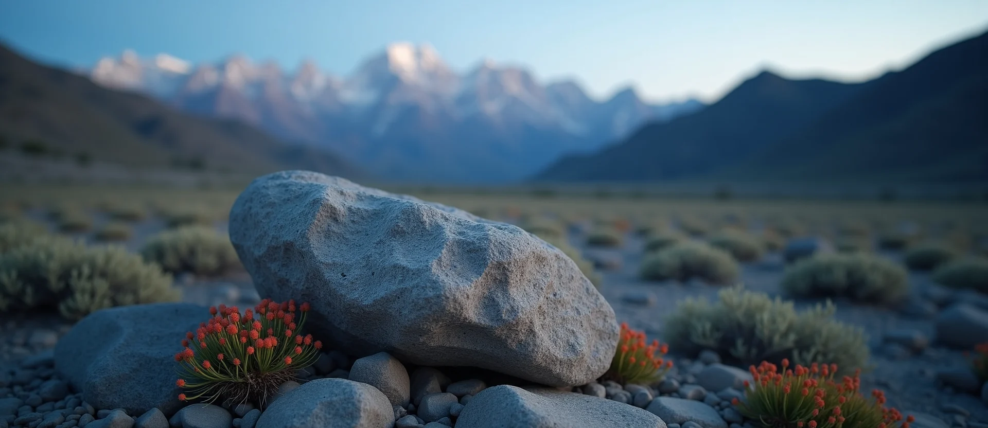Symbolizing Stability/Peak: A local Indian Paintbrush unshakable boulder. - AI Generated