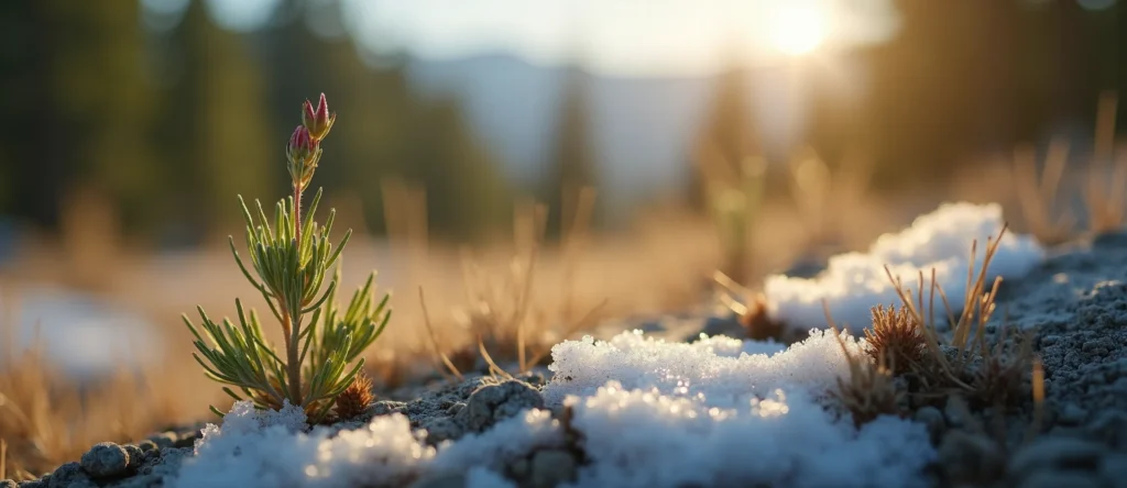 Symbolizing Seed/New Beginning: A local Indian Paintbrush sprouting sagebrush seedling. - AI Generated