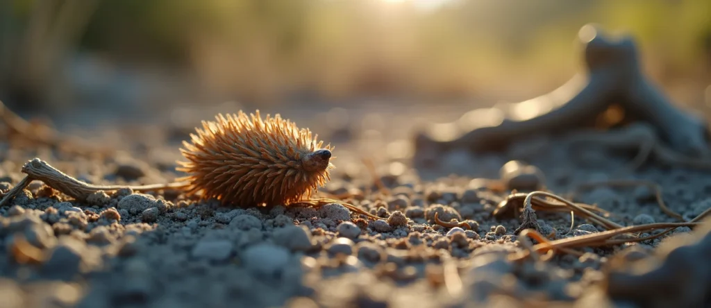 Symbolizing Seed/New Beginning: A local Quaking Aspen single pine seed on dry earth. - AI Generated