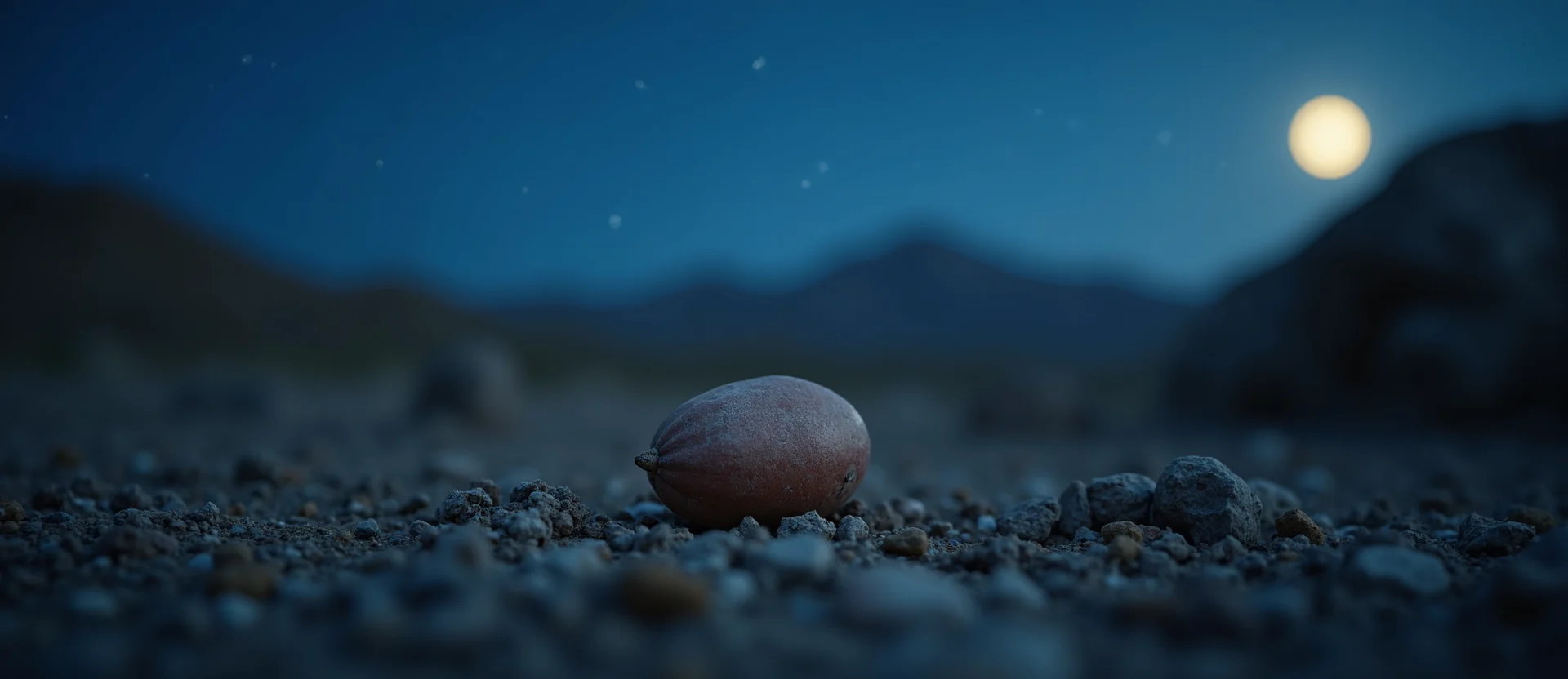 Symbolizing Seed/New Beginning: A local Desert Peach single pine seed on dry earth. - AI Generated