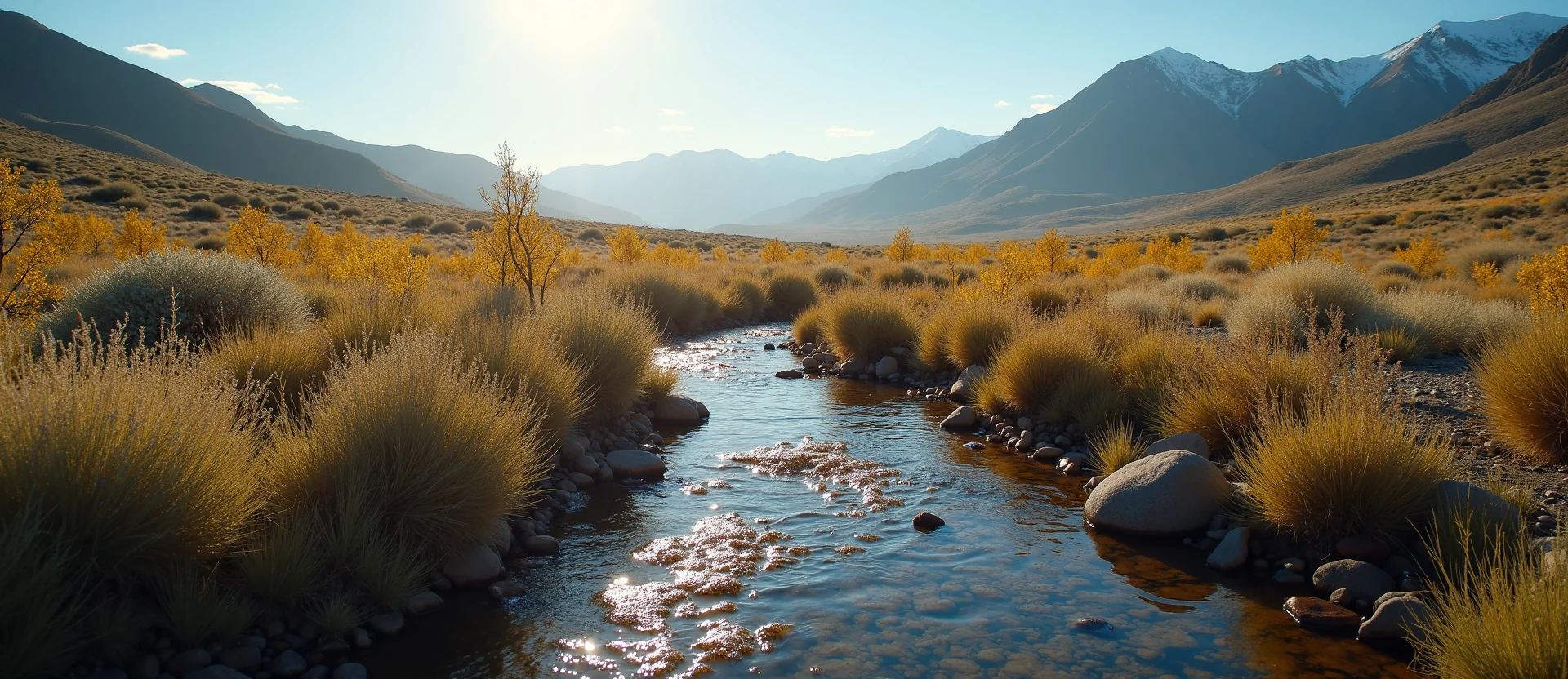 Symbolizing Flow/Cleansing: A local Indian Paintbrush clear cold snowmelt stream. - AI Generated