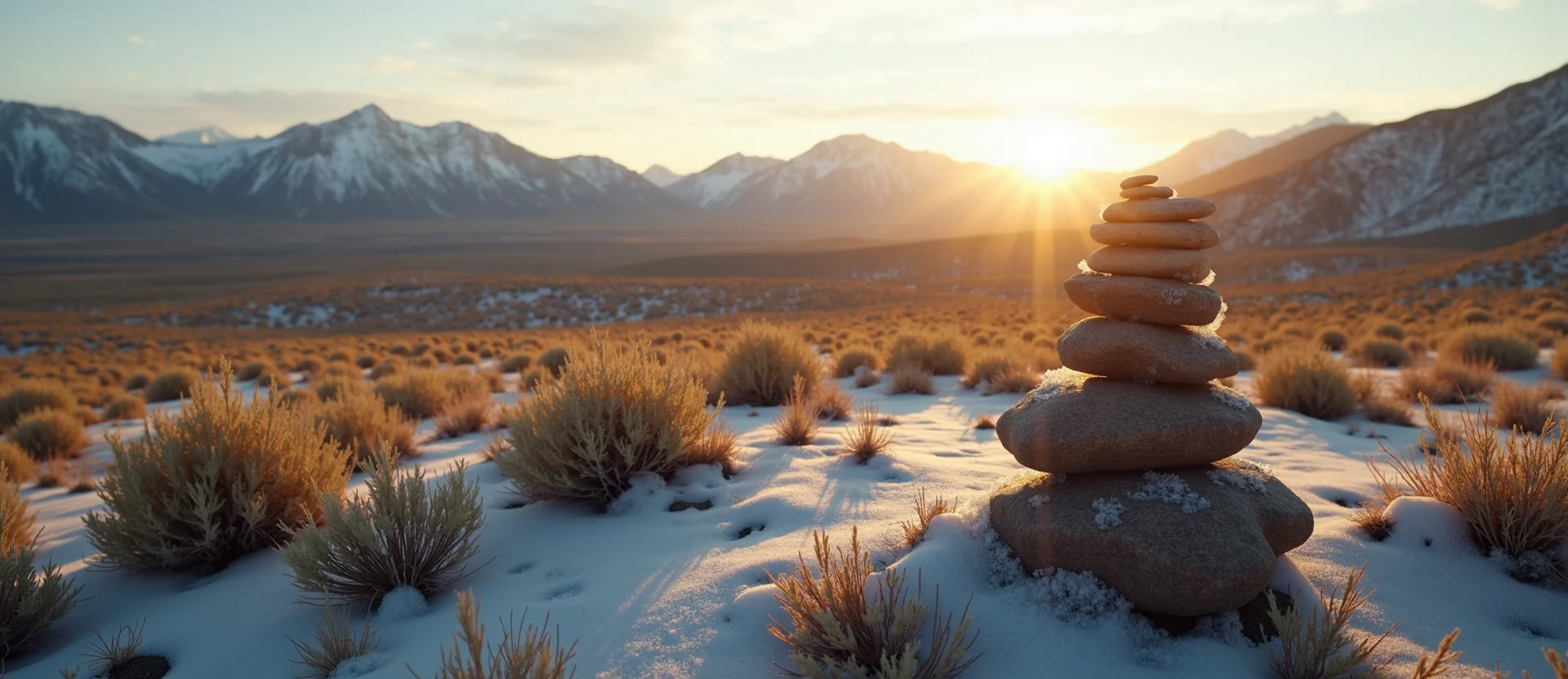 Symbolizing Stability/Peak: A local Sagebrush (Artemisia tridentata) ancient rock cairn. - AI Generated
