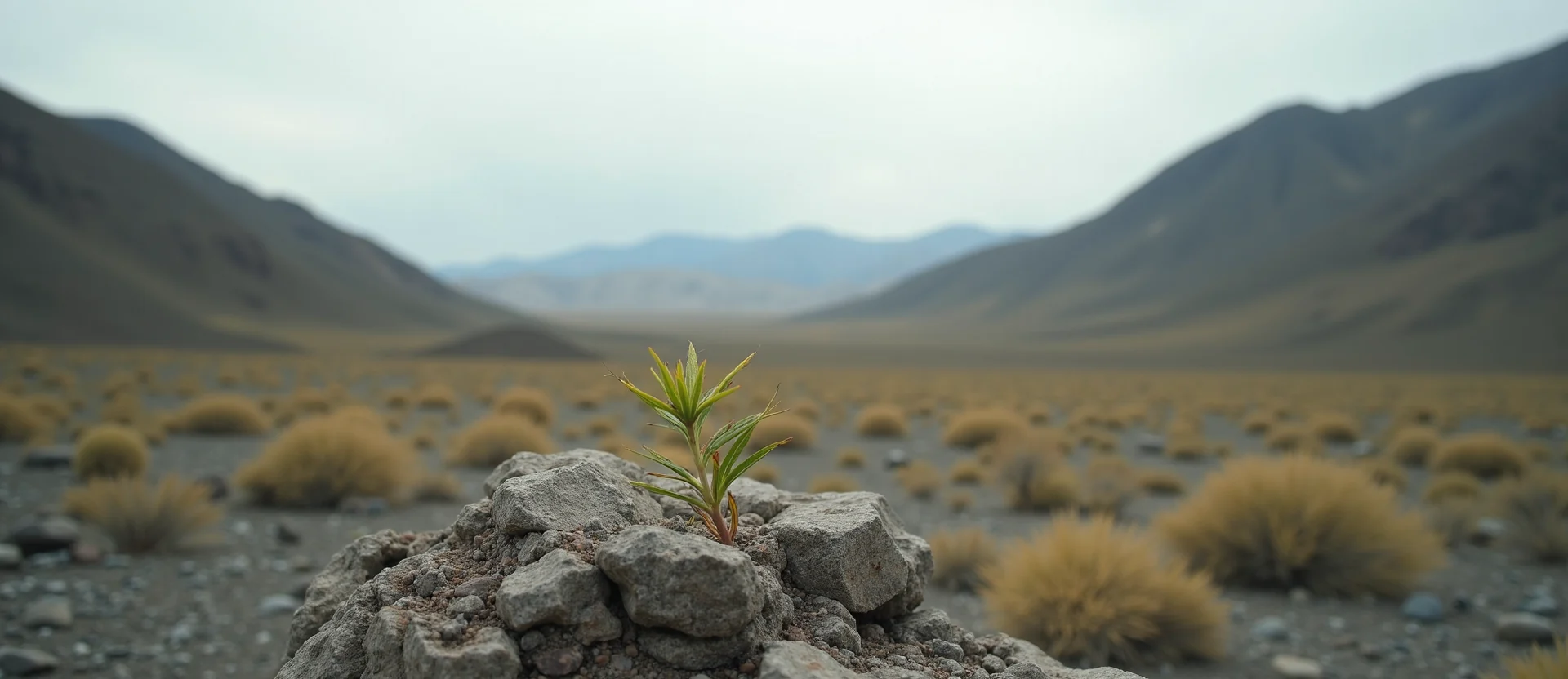 Symbolizing Seed/New Beginning: A local Desert Peach sprouting sagebrush seedling. - AI Generated