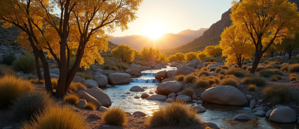 Symbolizing Flow/Cleansing: A local Desert Peach hidden small waterfall. - AI Generated
