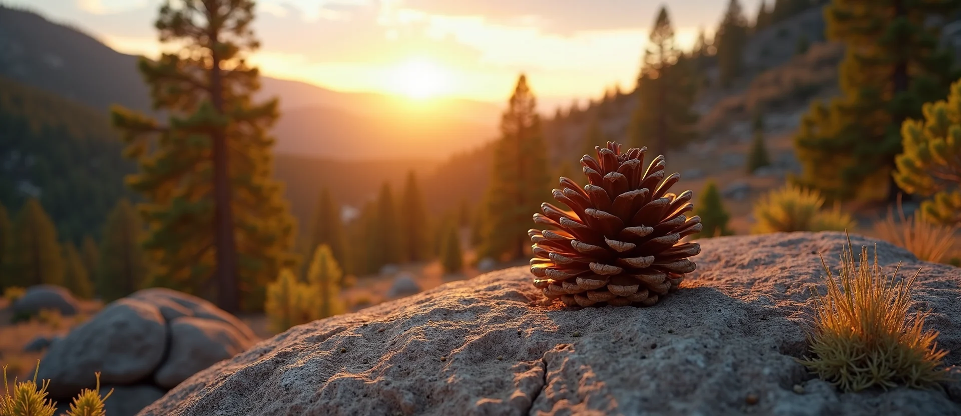 Symbolizing Seed/New Beginning: A local Ponderosa Pine opening pine cone. - AI Generated