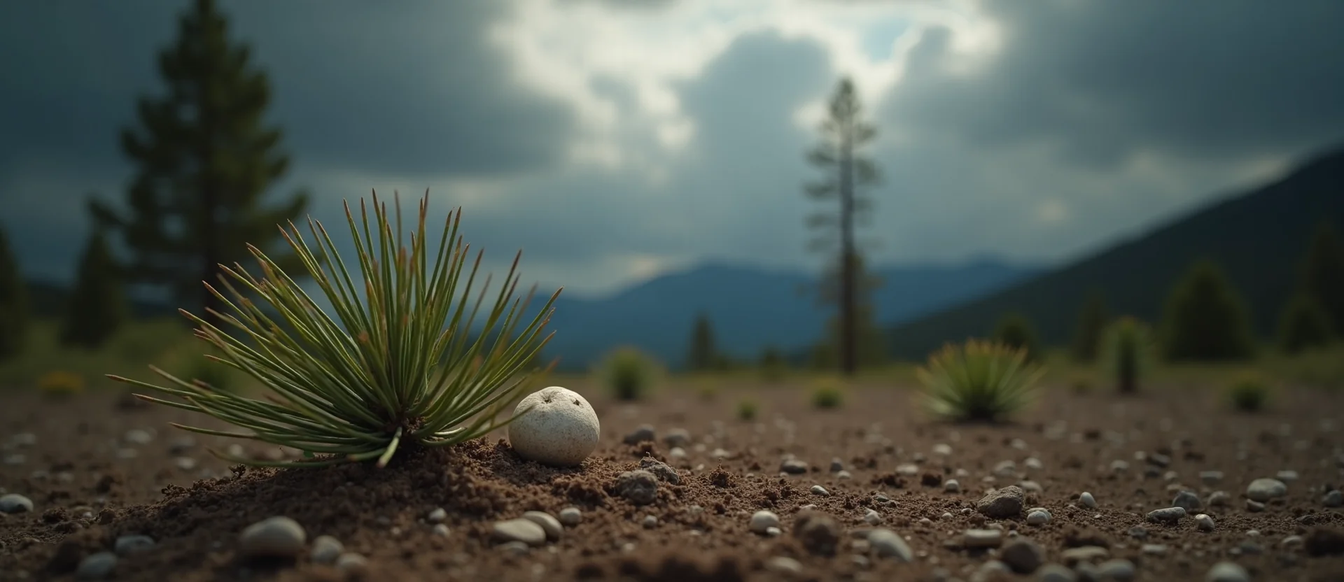 Symbolizing Seed/New Beginning: A local Quaking Aspen single pine seed on dry earth. - AI Generated