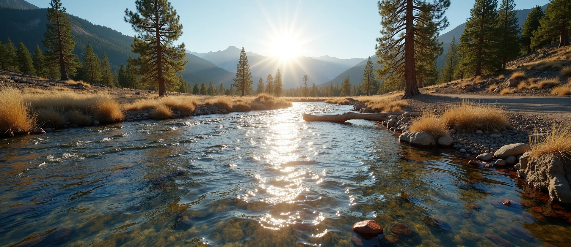 Symbolizing Flow/Cleansing: A local Ponderosa Pine clear cold snowmelt stream. - AI Generated