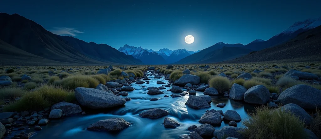 Symbolizing Flow/Cleansing: A local Rabbitbrush clear cold snowmelt stream. - AI Generated