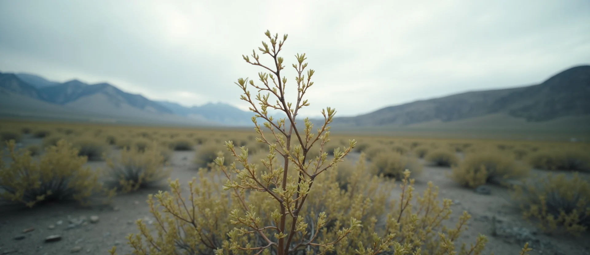 Symbolizing Growth/Resilience: A local Rabbitbrush new branch reaching for the sky. - AI Generated