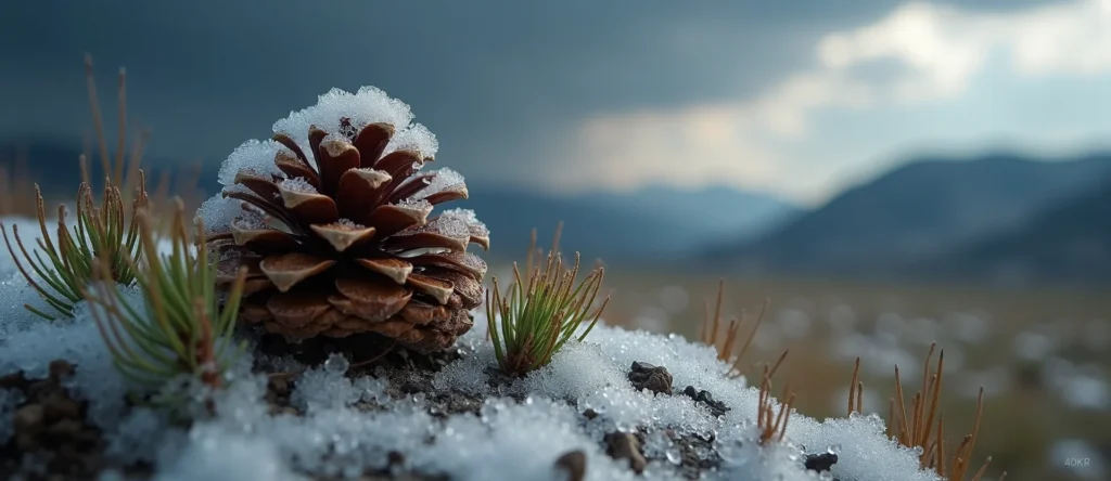Symbolizing Seed/New Beginning: A local Rabbitbrush opening pine cone. - AI Generated