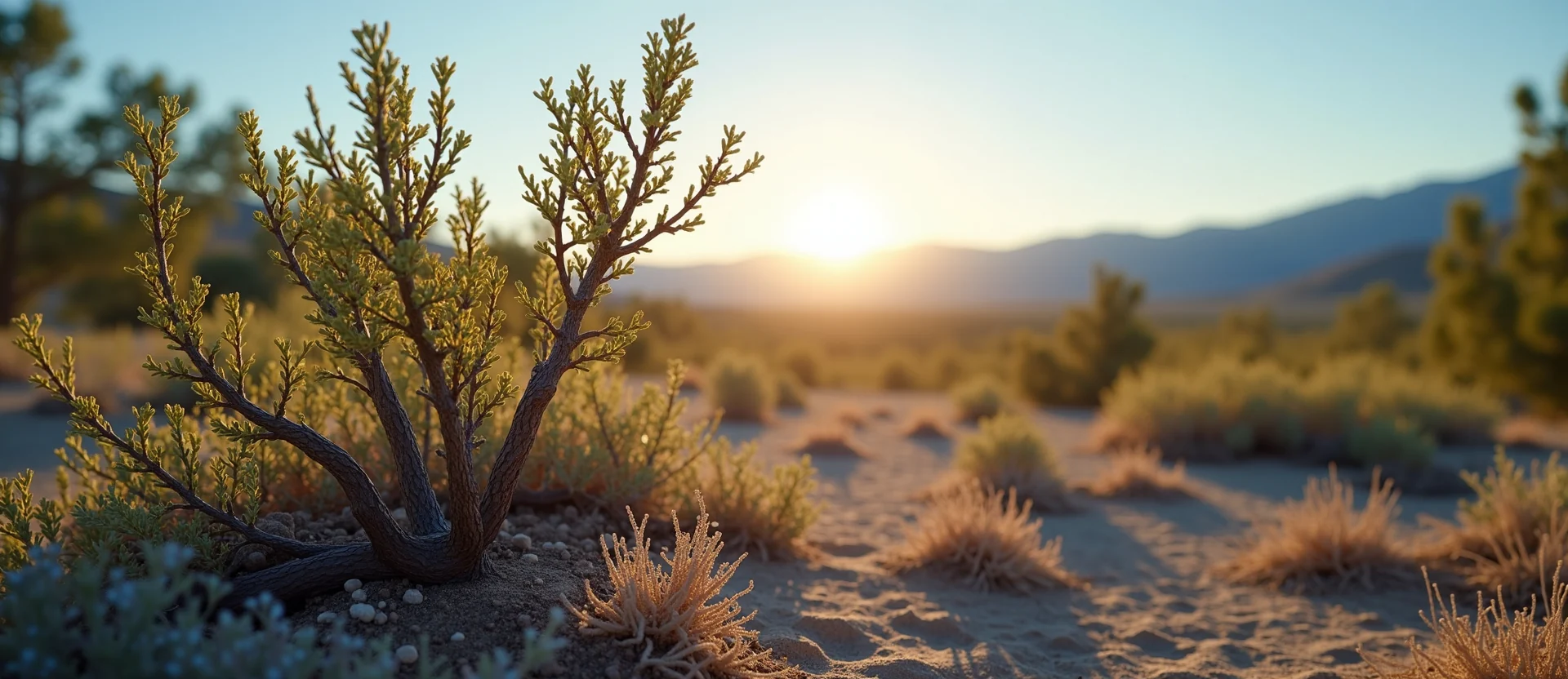 Symbolizing Growth/Resilience: A local Indian Paintbrush gnarled juniper roots. - AI Generated
