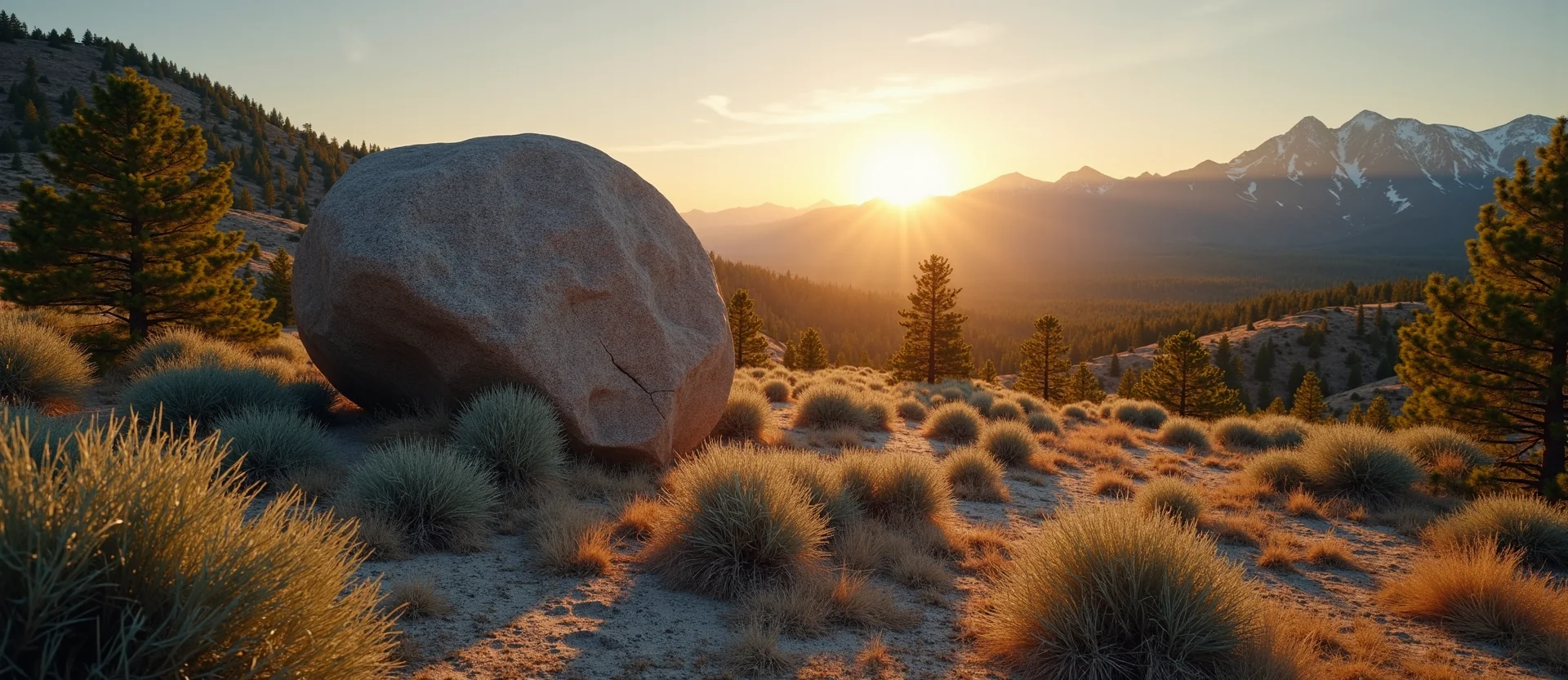 Symbolizing Stability/Peak: A local Sierra Juniper unshakable boulder. - AI Generated