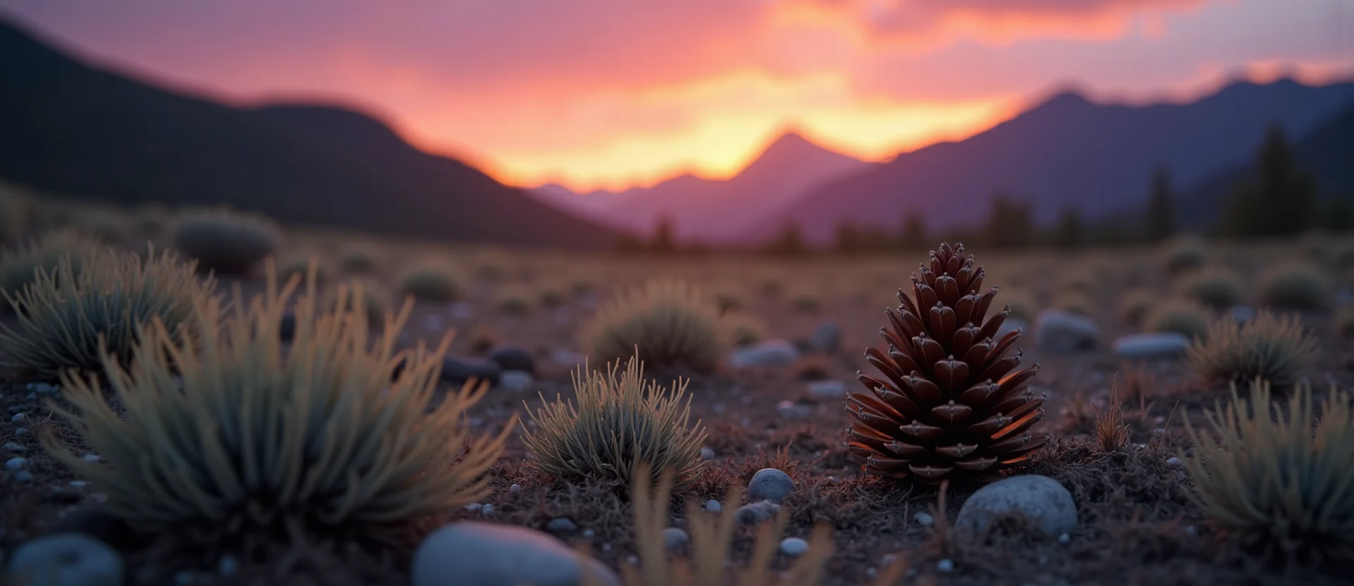 Symbolizing Seed/New Beginning: A local Bitterbrush opening pine cone. - AI Generated