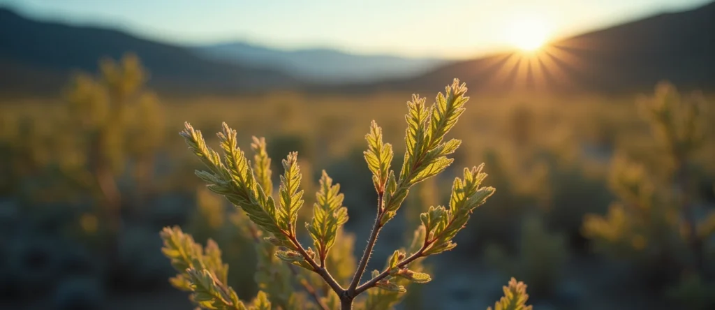 Symbolizing Stability/Peak: A local Rabbitbrush distant Sierra horizon. - AI Generated