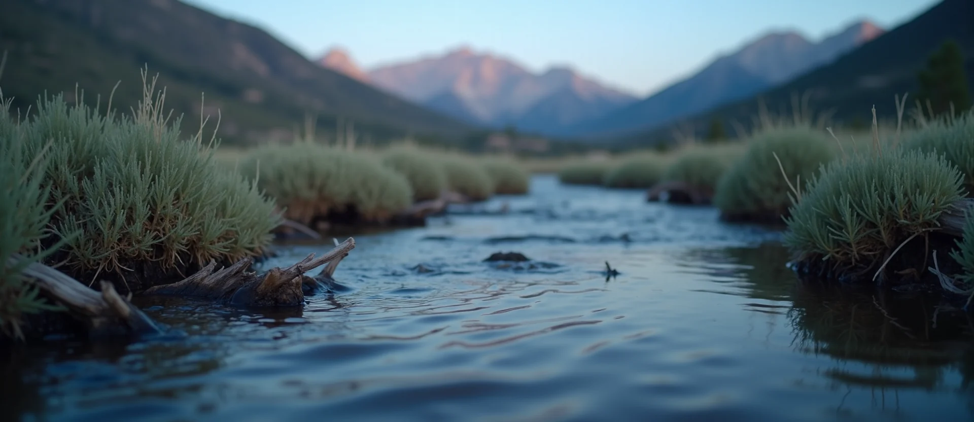 Symbolizing Flow/Cleansing: A local Sagebrush (Artemisia tridentata) clear cold snowmelt stream. - AI Generated