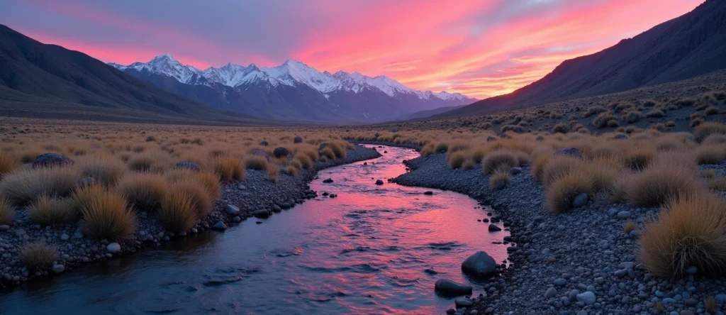 Symbolizing Flow/Cleansing: A local Rabbitbrush clear cold snowmelt stream. - AI Generated
