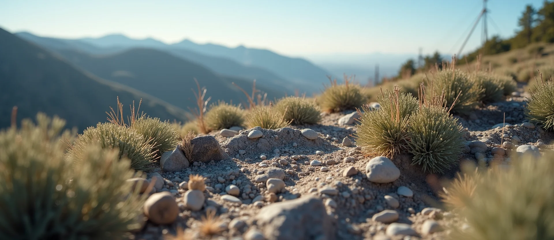 Symbolizing Stability/Peak: A local Rabbitbrush solid mountain ridge. - AI Generated