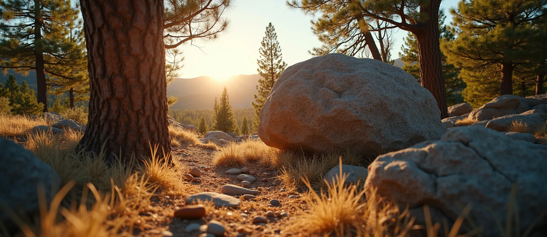 Symbolizing Stability/Peak: A local Manzanita unshakable boulder. - AI Generated