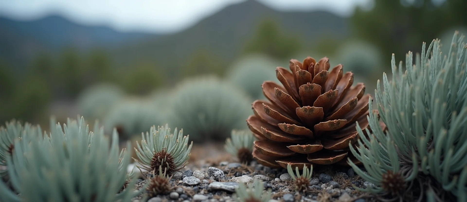 Symbolizing Seed/New Beginning: A local Ponderosa Pine opening pine cone. - AI Generated