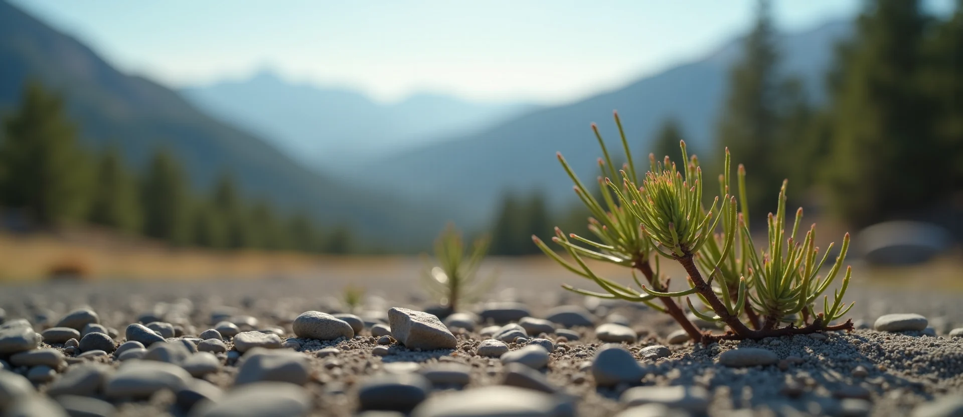 Symbolizing Seed/New Beginning: A local Ponderosa Pine new green bud on a branch. - AI Generated