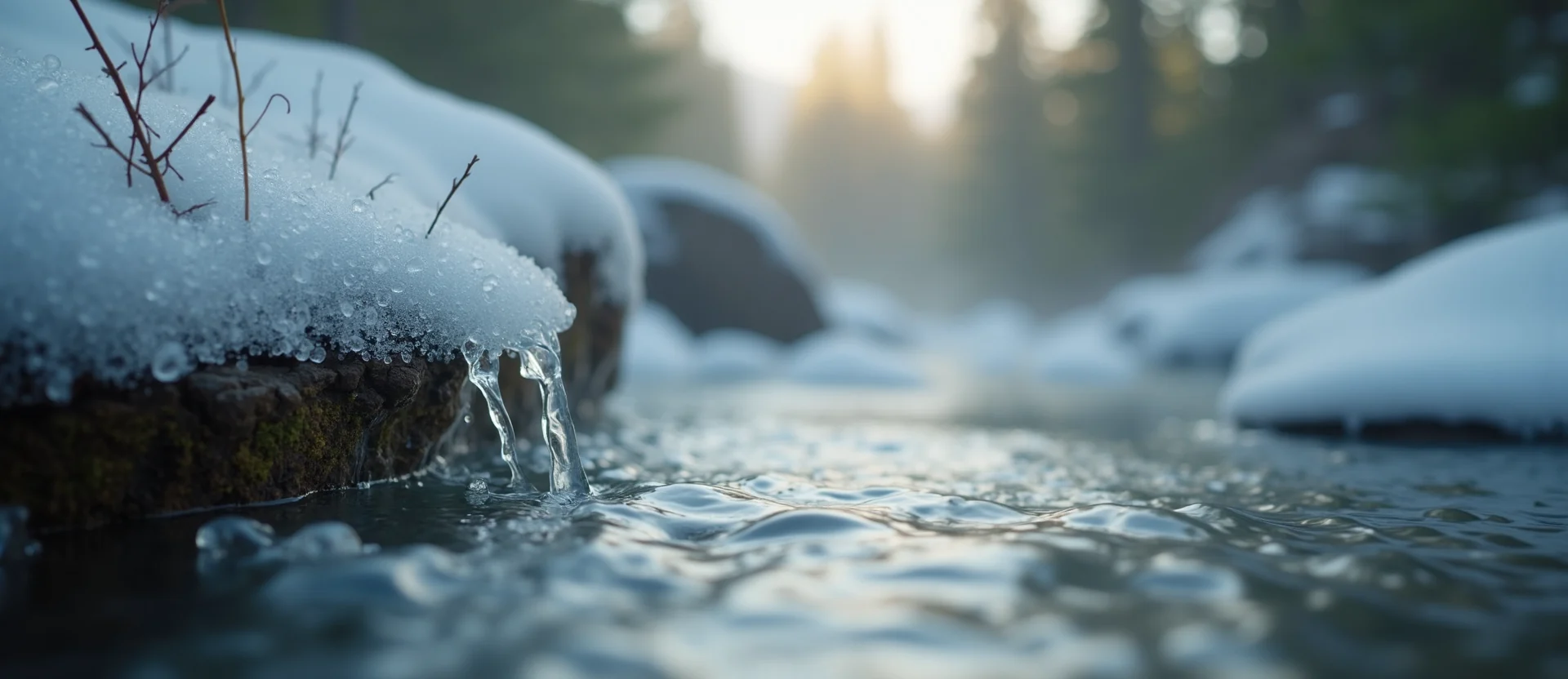 Symbolizing Flow/Cleansing: A local Sierra Juniper clear cold snowmelt stream. - AI Generated