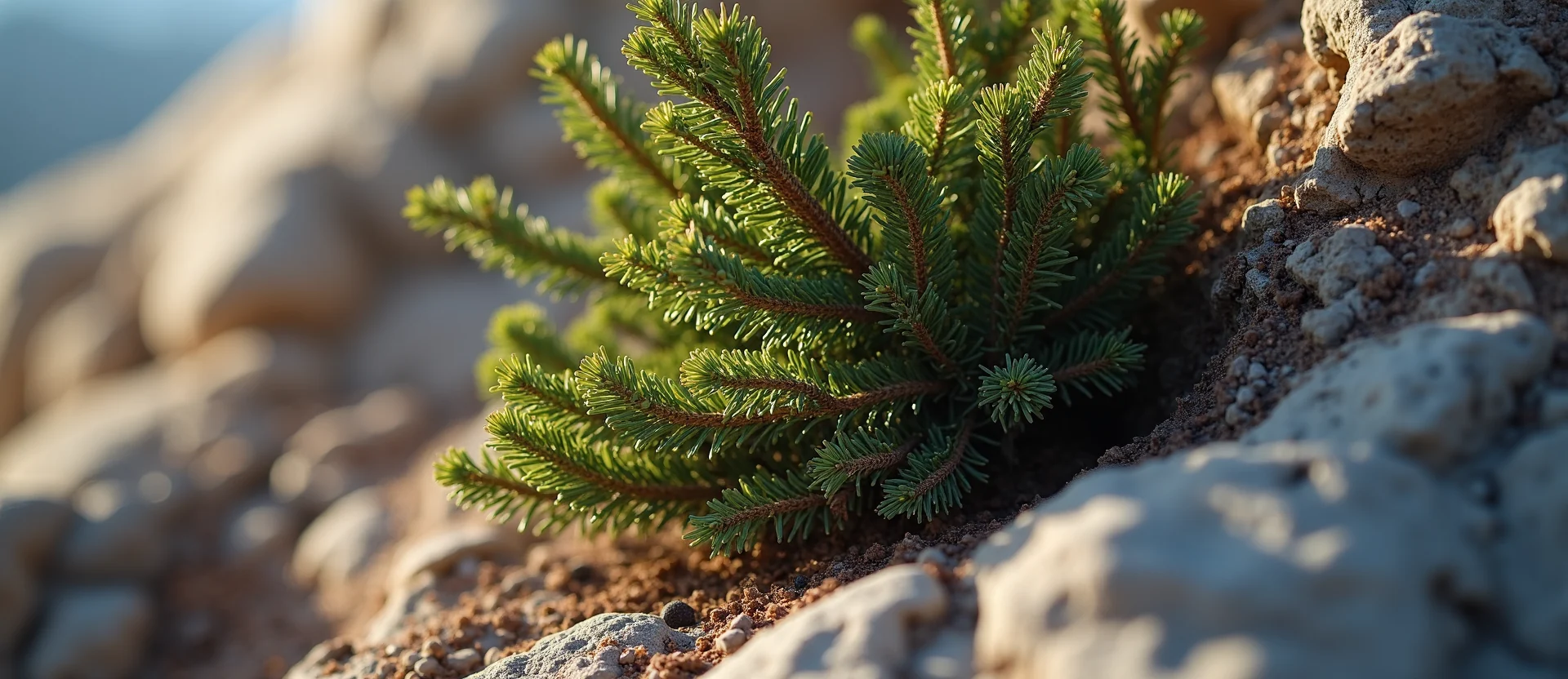Symbolizing Growth/Resilience: A local Rabbitbrush tree growing out of a rock cleft. - AI Generated