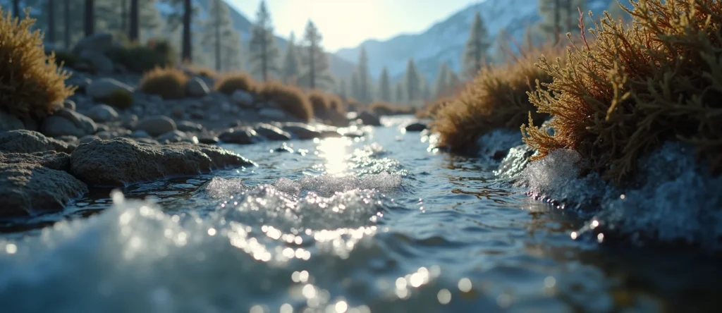 Symbolizing Flow/Cleansing: A local Bitterbrush babbling mountain creek. - AI Generated