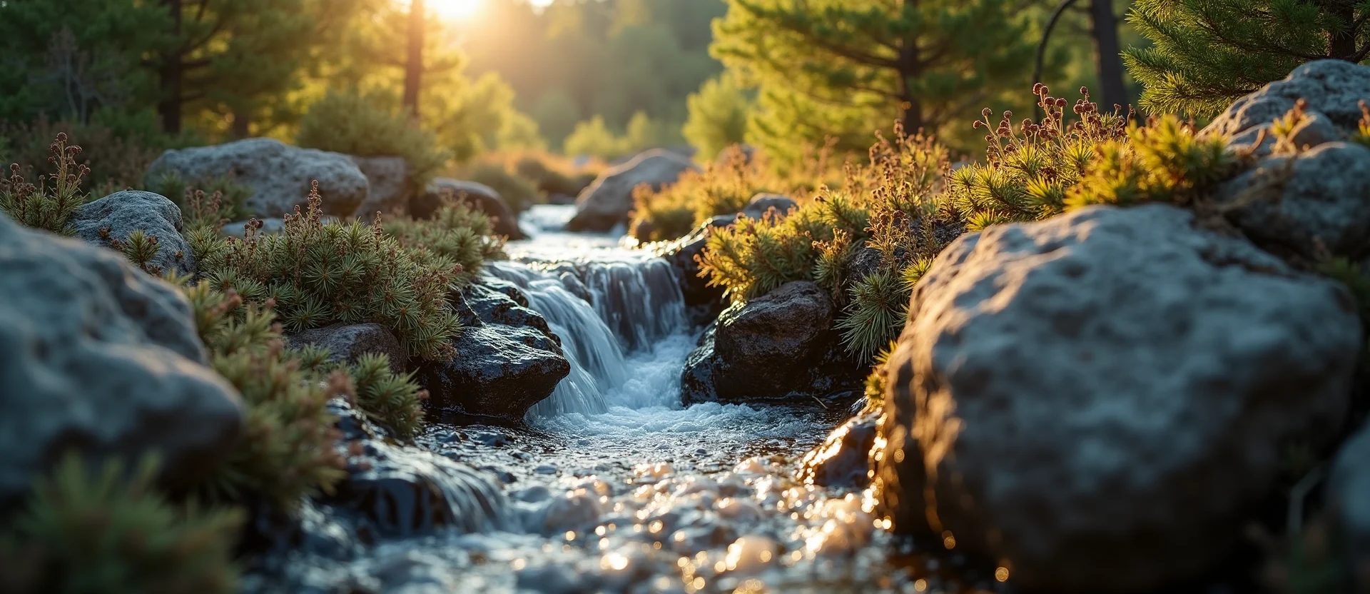 Symbolizing Flow/Cleansing: A local Manzanita hidden small waterfall. - AI Generated
