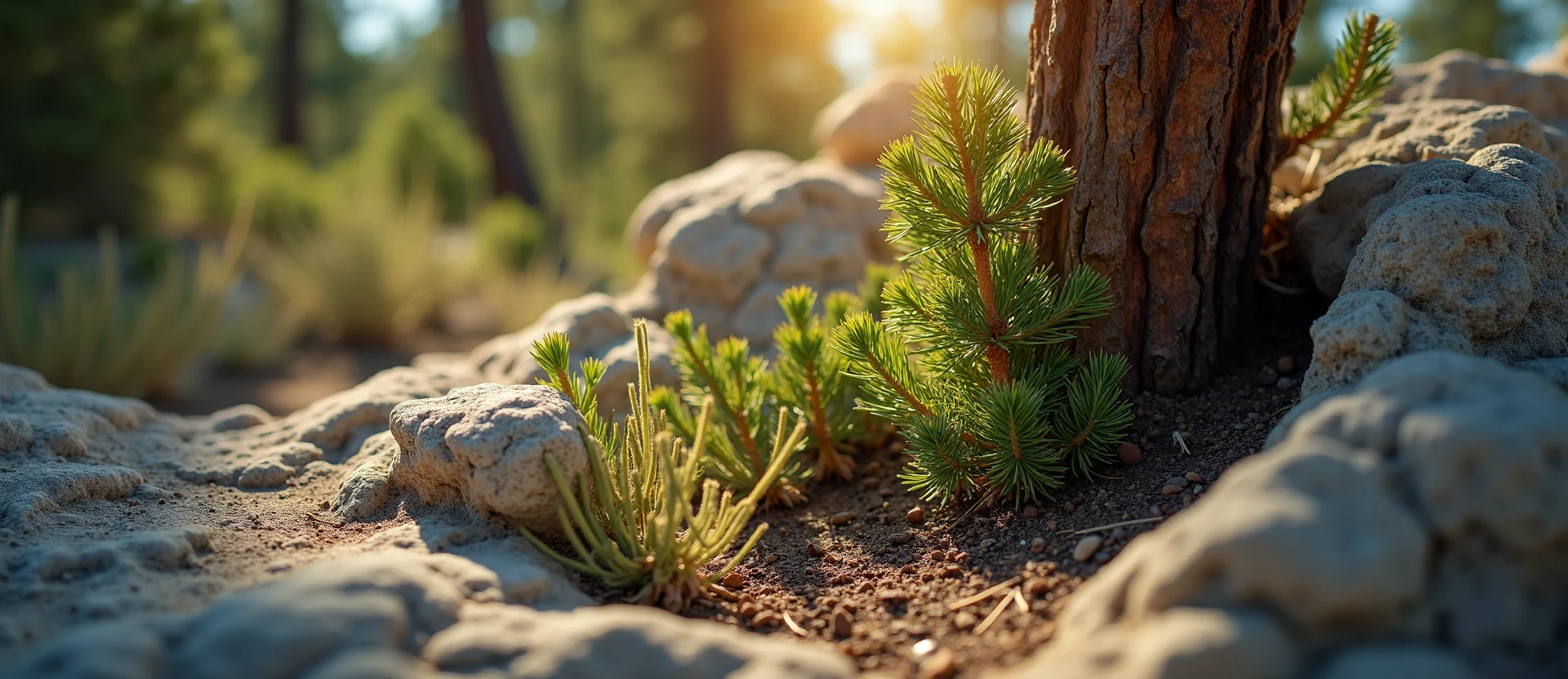 Symbolizing Growth/Resilience: A local Sagebrush (Artemisia tridentata) tree growing out of a rock cleft. - AI Generated