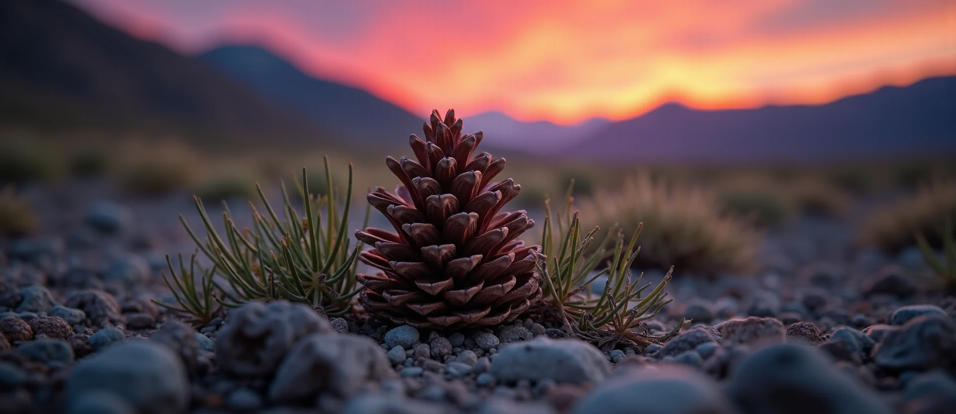 Symbolizing Seed/New Beginning: A local Bitterbrush opening pine cone. - AI Generated