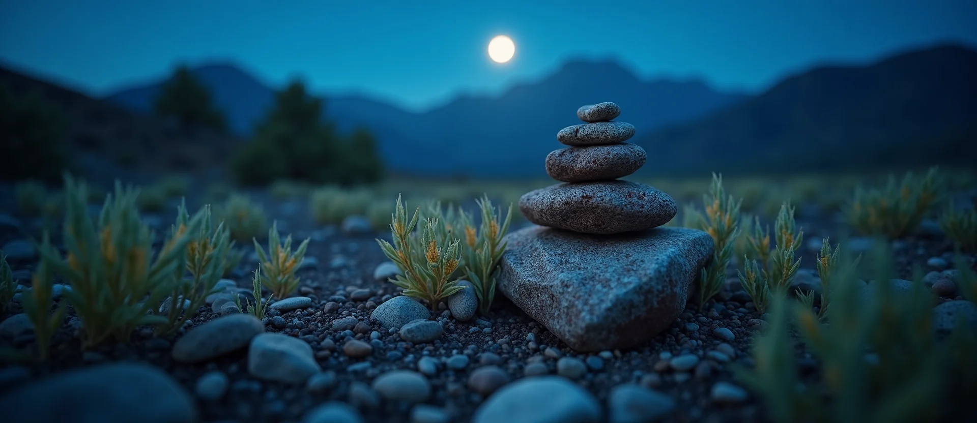 Symbolizing Stability/Peak: A local Indian Paintbrush ancient rock cairn. - AI Generated