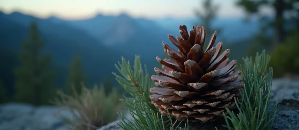 Symbolizing Seed/New Beginning: A local Mountain Mahogany opening pine cone. - AI Generated