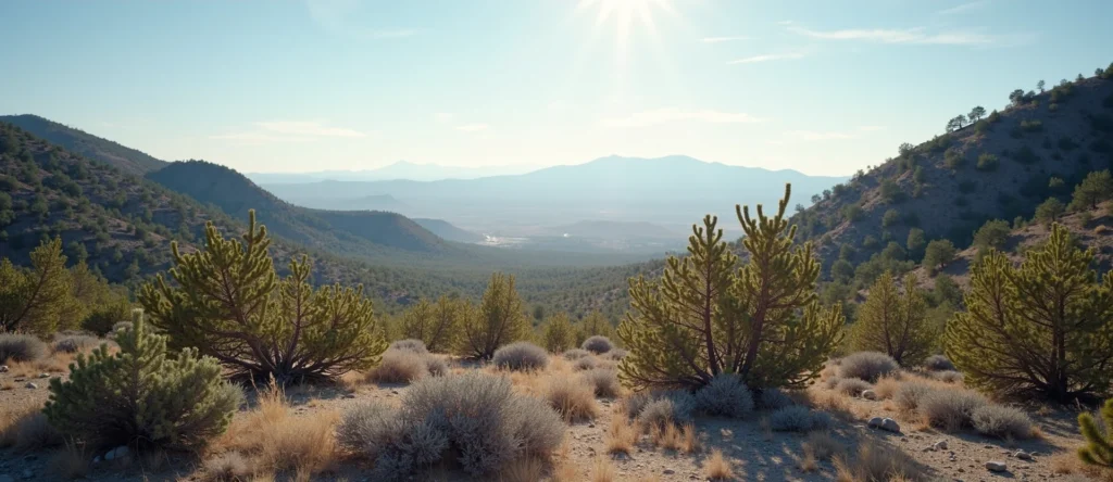 Symbolizing Stability/Peak: A local Manzanita distant Sierra horizon. - AI Generated