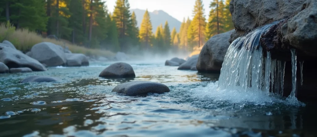 Symbolizing Flow/Cleansing: A local Quaking Aspen smooth Truckee river stones. - AI Generated