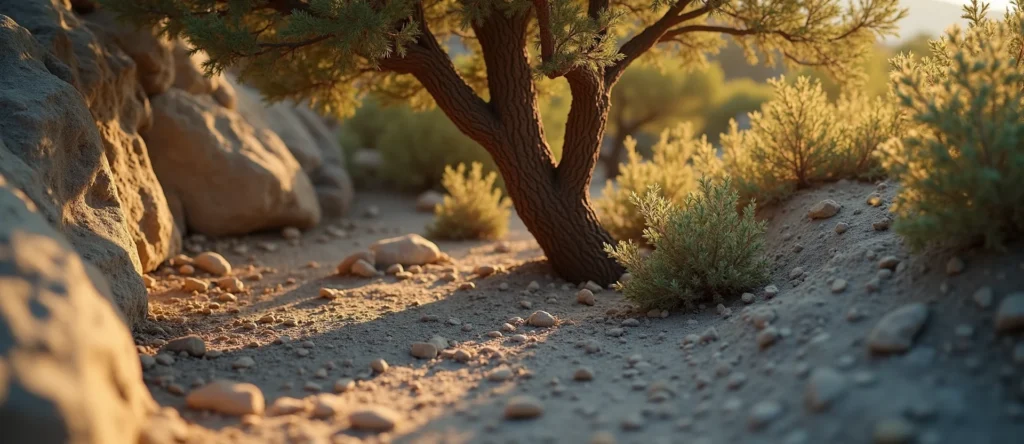 Symbolizing Growth/Resilience: A local Rabbitbrush tree growing out of a rock cleft. - AI Generated