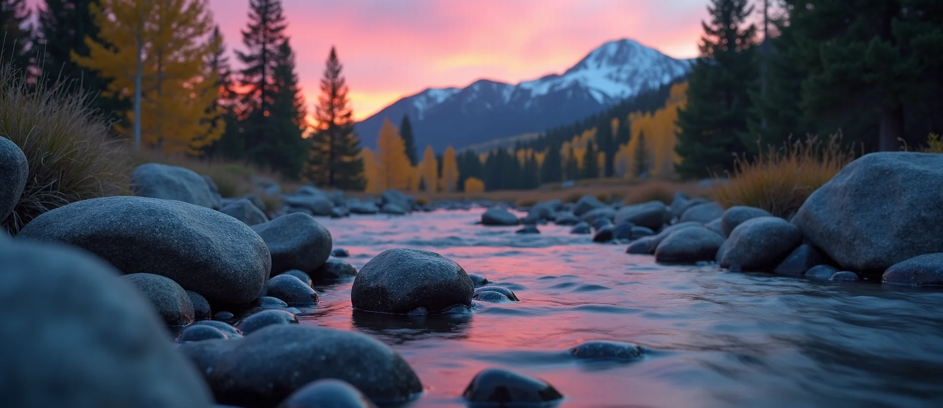 Symbolizing Flow/Cleansing: A local Quaking Aspen smooth Truckee river stones. - AI Generated