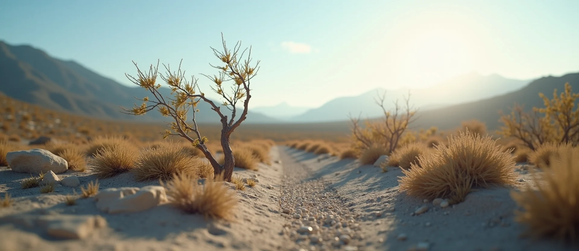 Symbolizing Growth/Resilience: A local Bitterbrush new branch reaching for the sky. - AI Generated