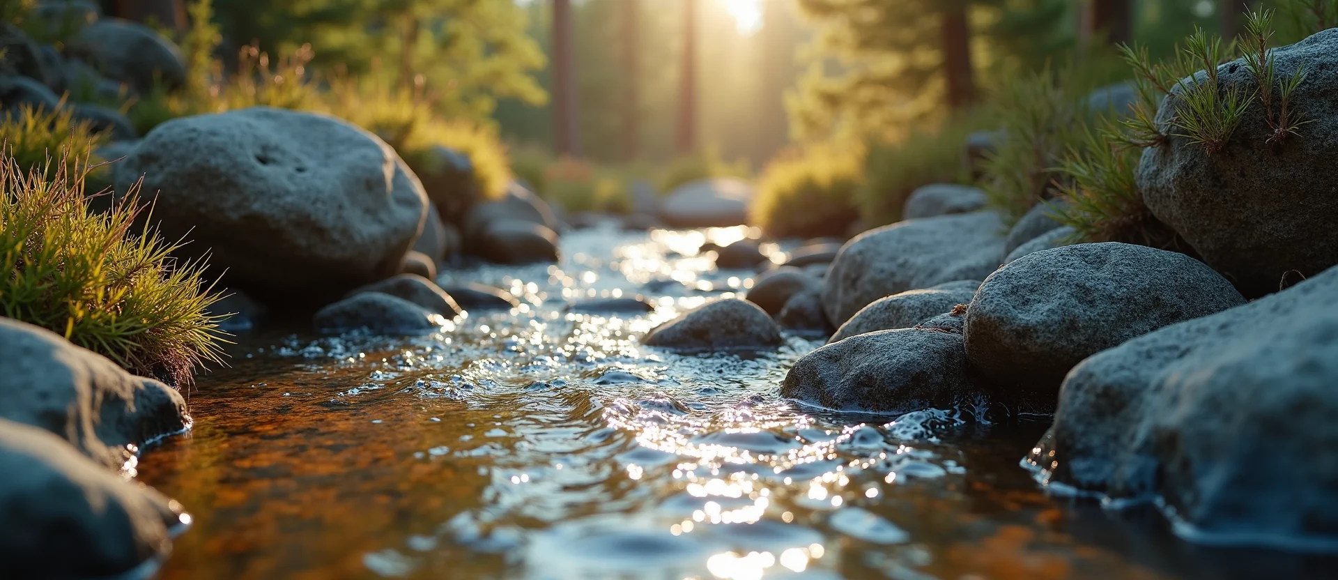 Symbolizing Flow/Cleansing: A local Bitterbrush clear cold snowmelt stream. - AI Generated