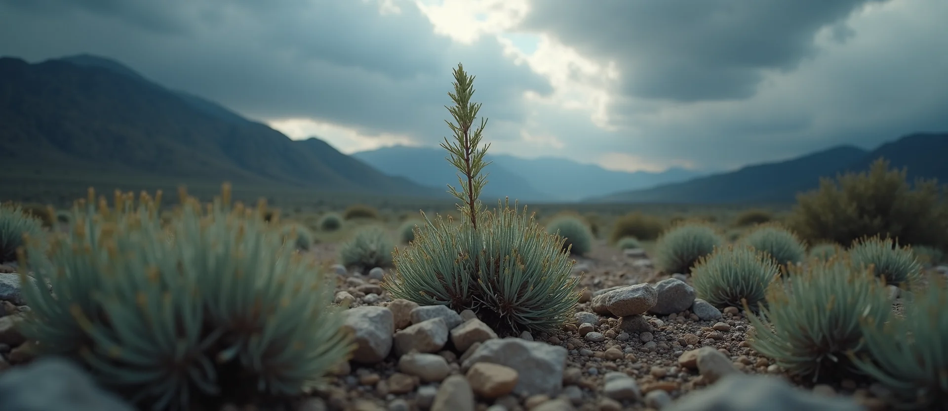 Symbolizing Seed/New Beginning: A local Mountain Mahogany sprouting sagebrush seedling. - AI Generated