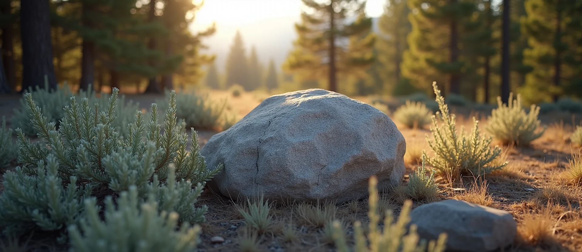 Symbolizing Stability/Peak: A local Rabbitbrush unshakable boulder. - AI Generated