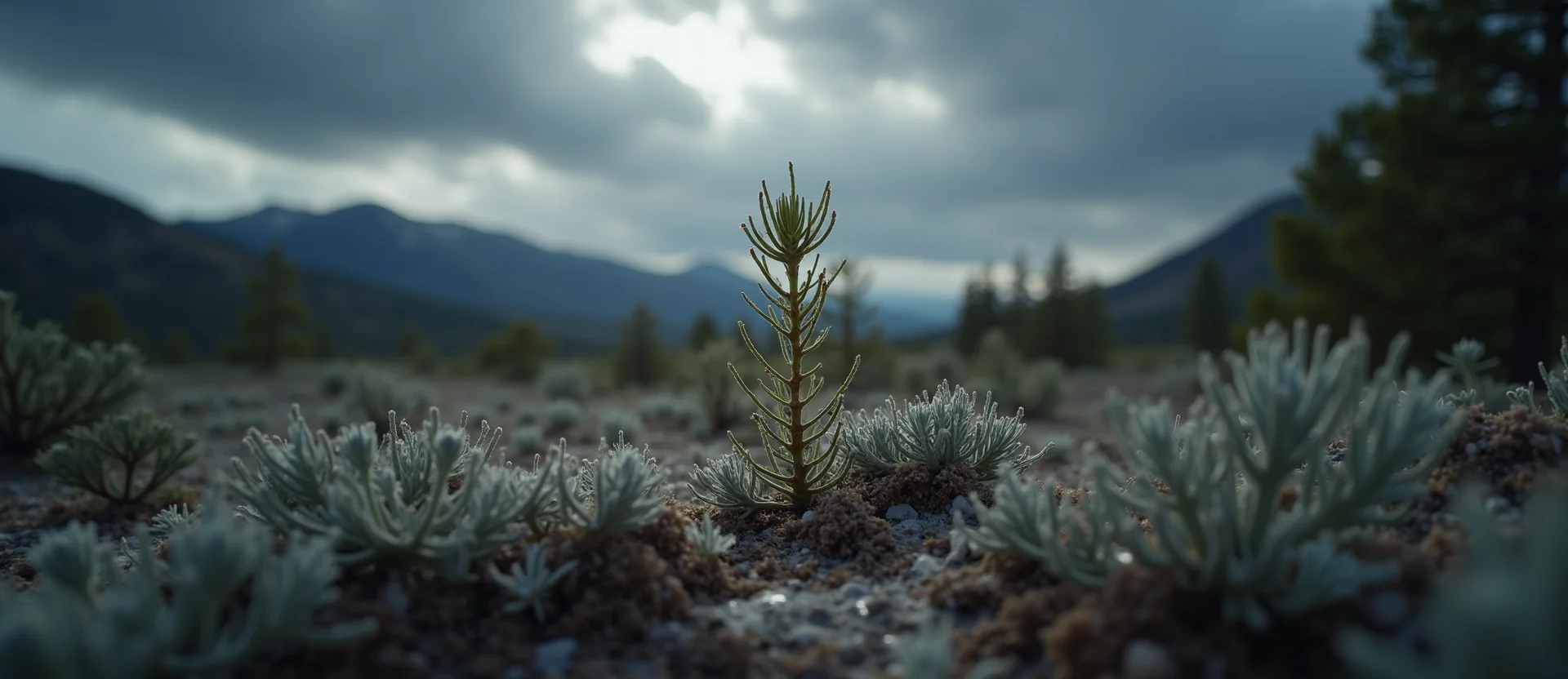 Symbolizing Seed/New Beginning: A local Manzanita sprouting sagebrush seedling. - AI Generated