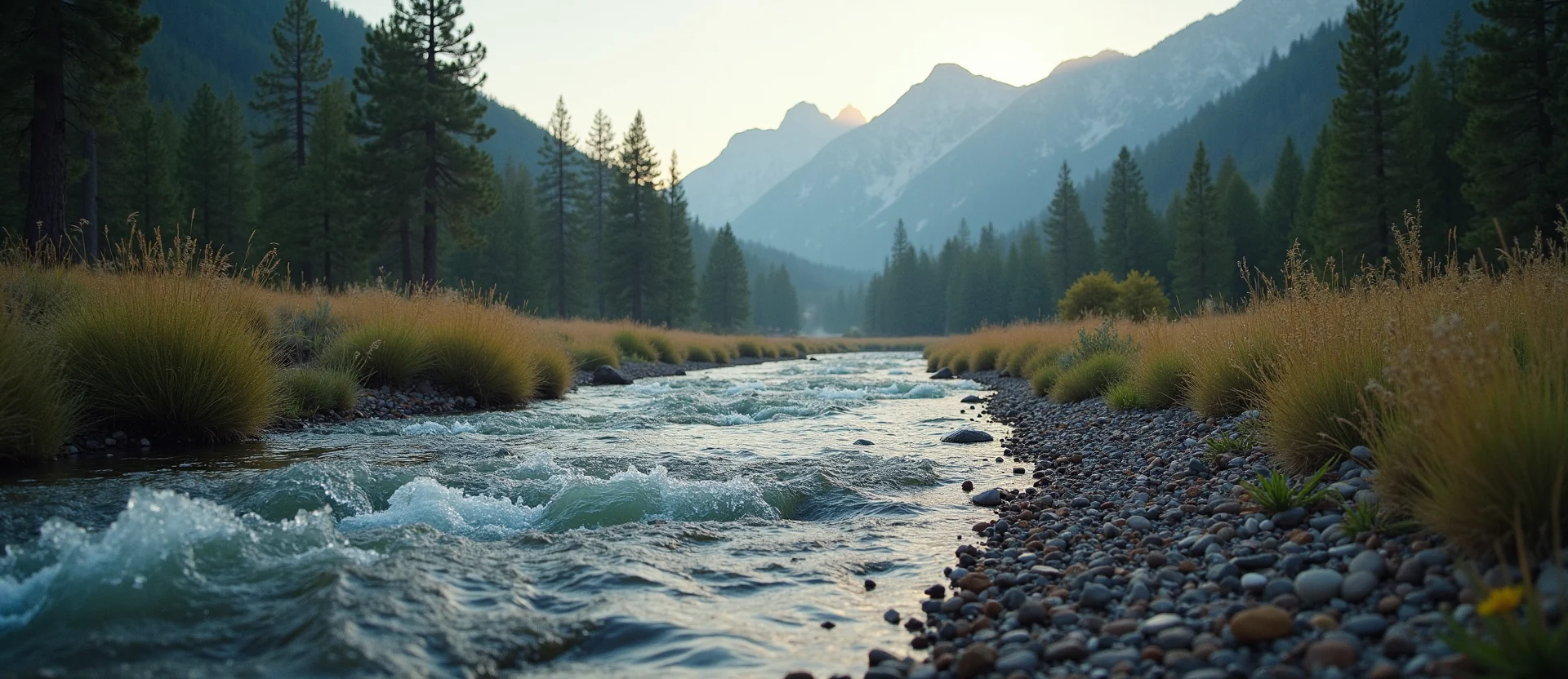 Symbolizing Flow/Cleansing: A local Mountain Mahogany babbling mountain creek. - AI Generated