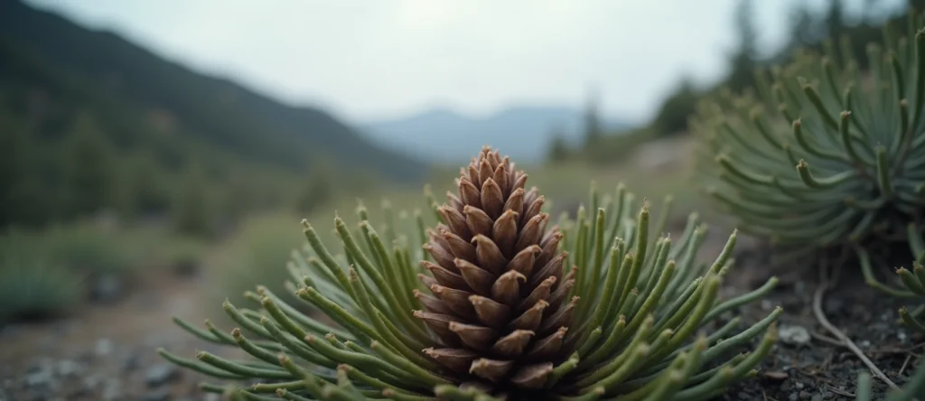 Symbolizing Seed/New Beginning: A local Rabbitbrush opening pine cone. - AI Generated