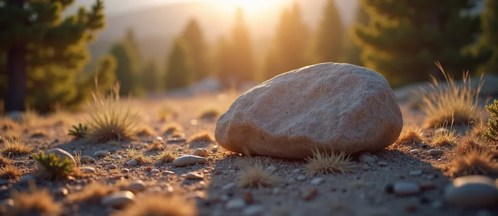 Symbolizing Stability/Peak: A local Quaking Aspen unshakable boulder. - AI Generated