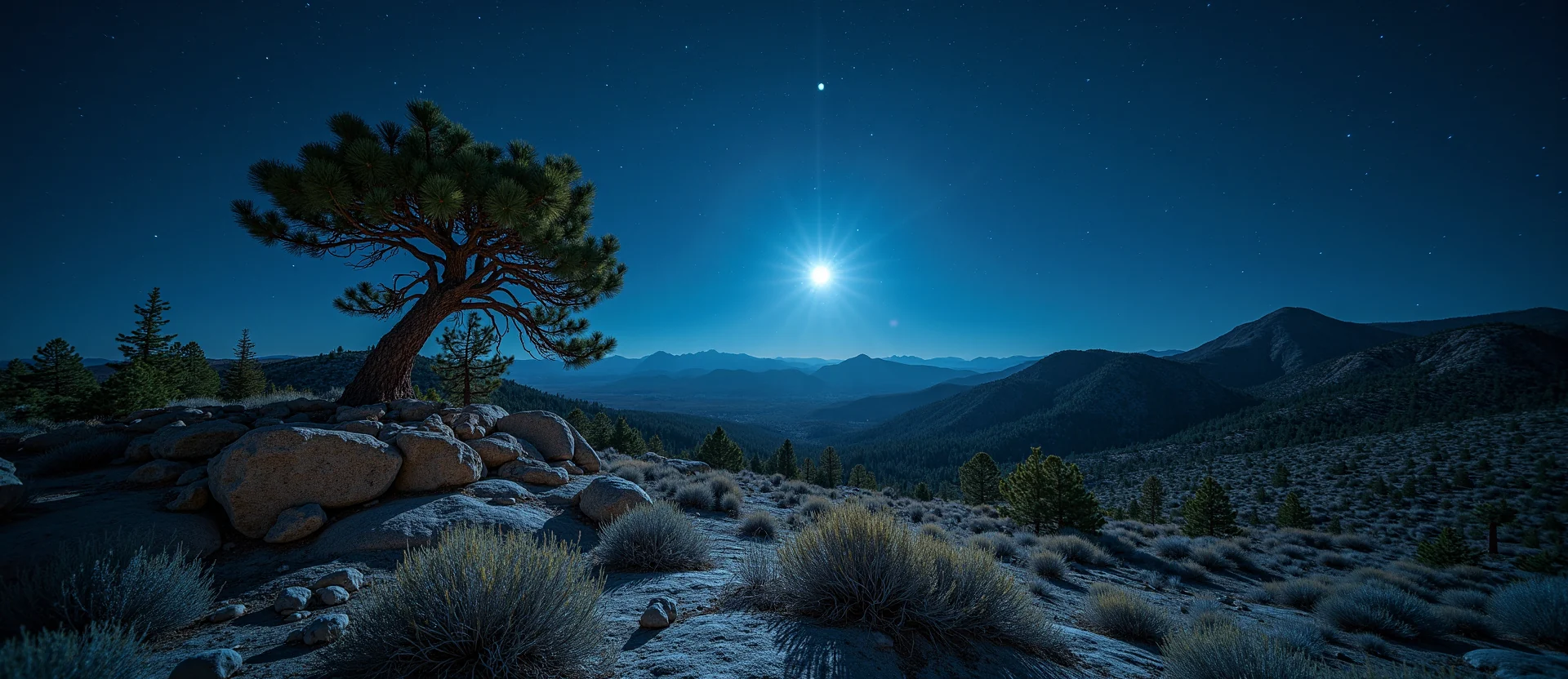 Symbolizing Growth/Resilience: A local Ponderosa Pine tree growing out of a rock cleft. - AI Generated