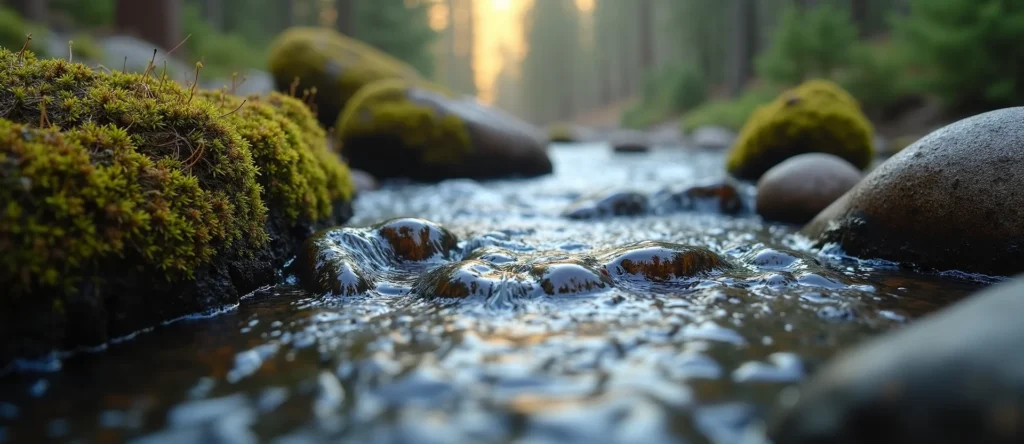 Symbolizing Flow/Cleansing: A local Sierra Juniper babbling mountain creek. - AI Generated