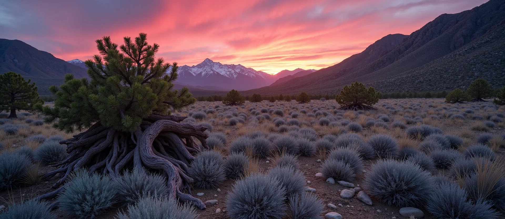 Symbolizing Growth/Resilience: A local Desert Peach gnarled juniper roots. - AI Generated