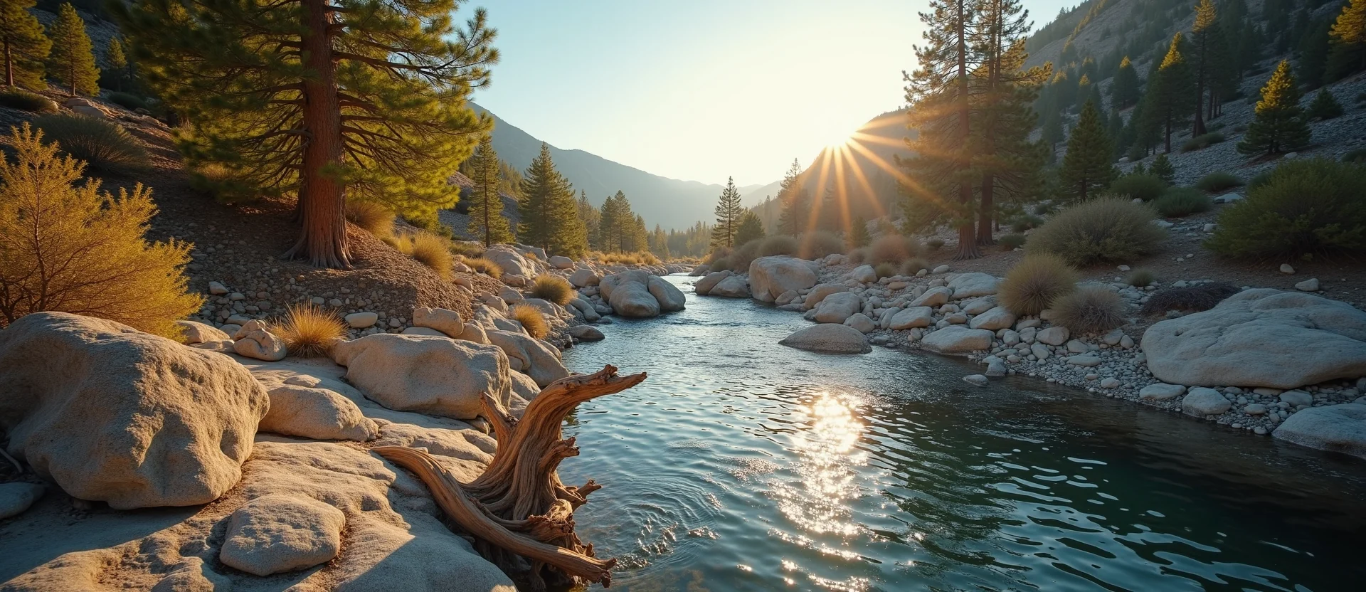 Symbolizing Flow/Cleansing: A local Sierra Juniper hidden small waterfall. - AI Generated